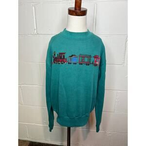 sweatshirt kids train vintage green red blue